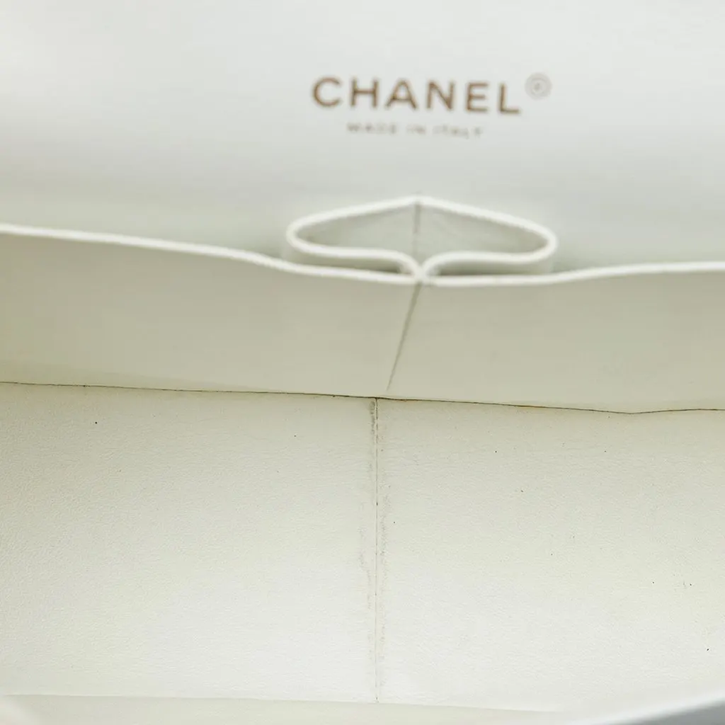 Chanel Jumbo Classic Caviar Double Flap White Leather Good - Model View
