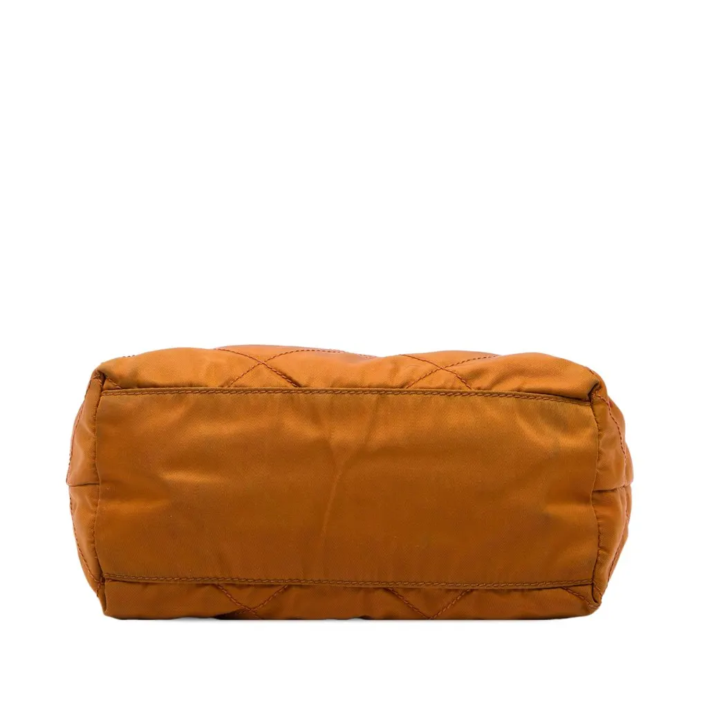 Prada Impuntu Tessuto Chain Tote Brown Polyamide Good - Inside View