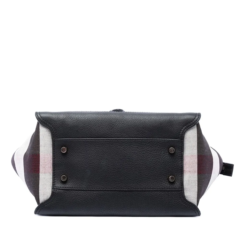 Burberry Leather and Mega Check Canvas Harcourt Satchel Black Leather Very good - Inside View