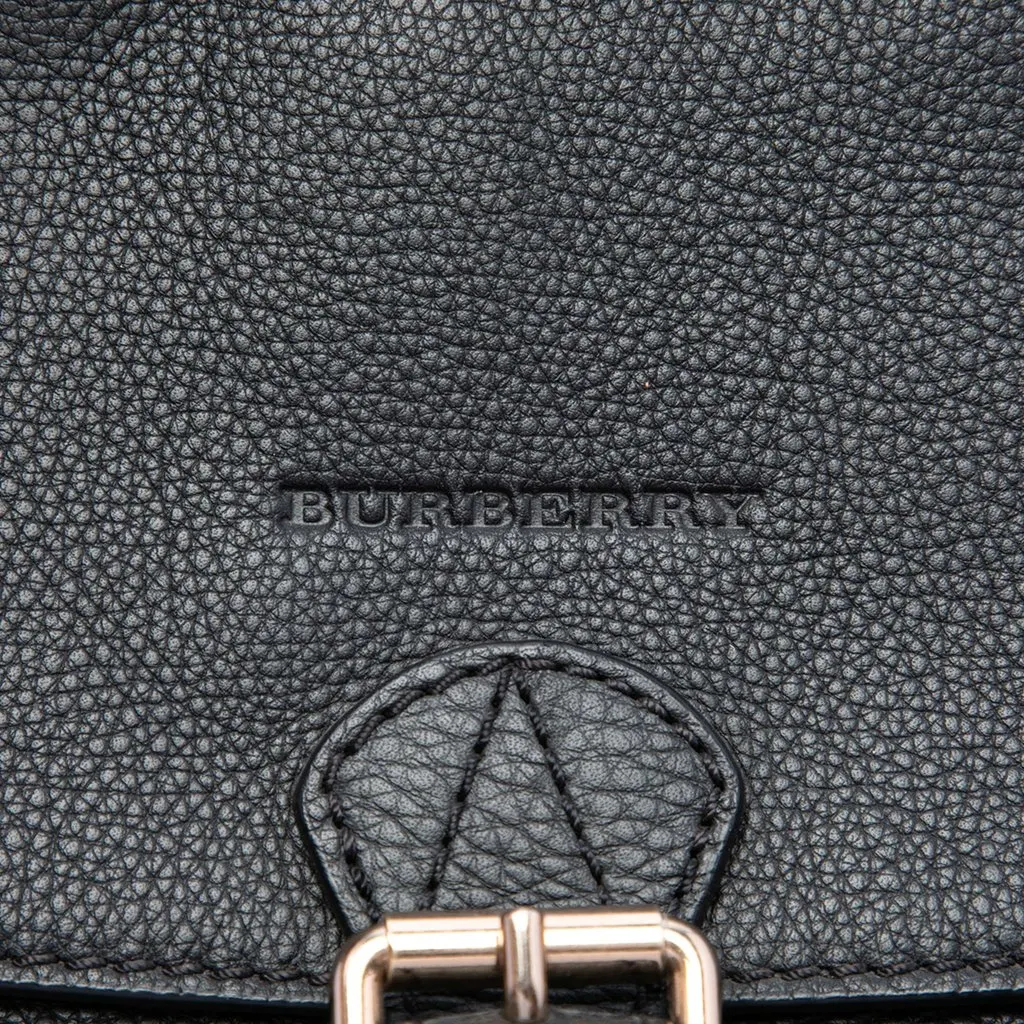 Burberry Leather and Mega Check Canvas Harcourt Satchel Black Leather Very good - Box View