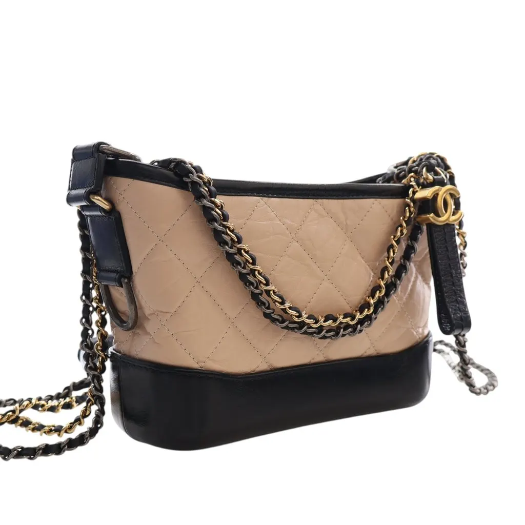 Chanel Small Quilted Aged Calfskin Gabrielle Hobo Brown Leather Very good - Back View