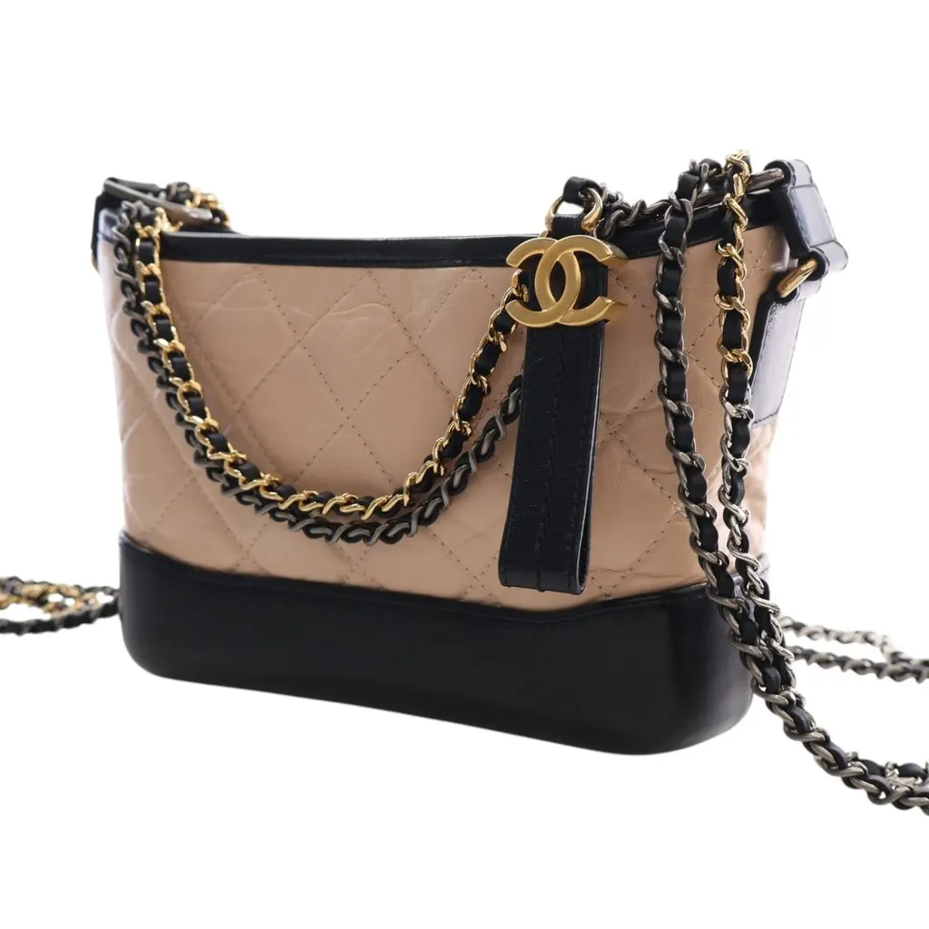 Chanel Small Quilted Aged Calfskin Gabrielle Hobo Brown Leather Very good - Inside View