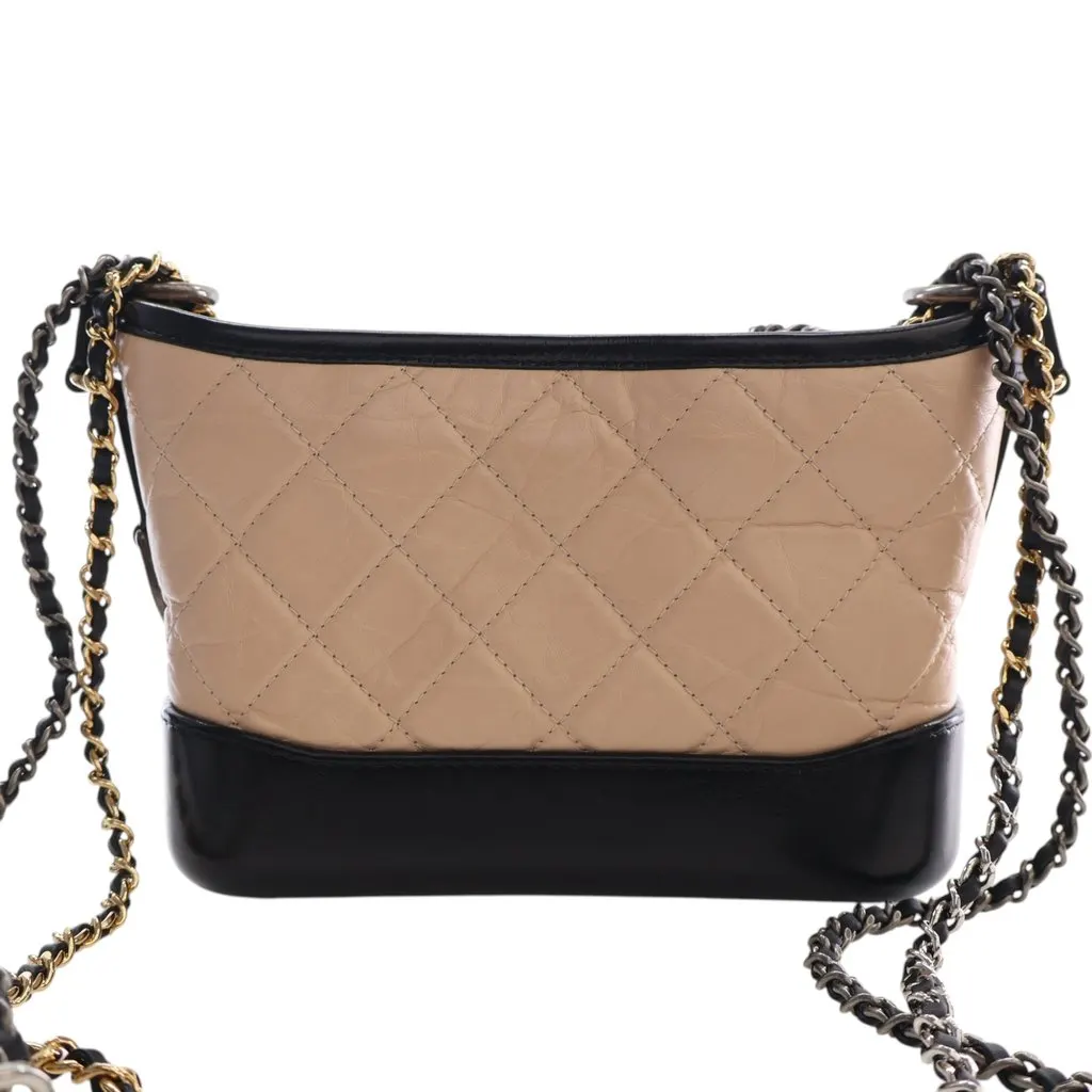Chanel Small Quilted Aged Calfskin Gabrielle Hobo Brown Leather Very good - Model View