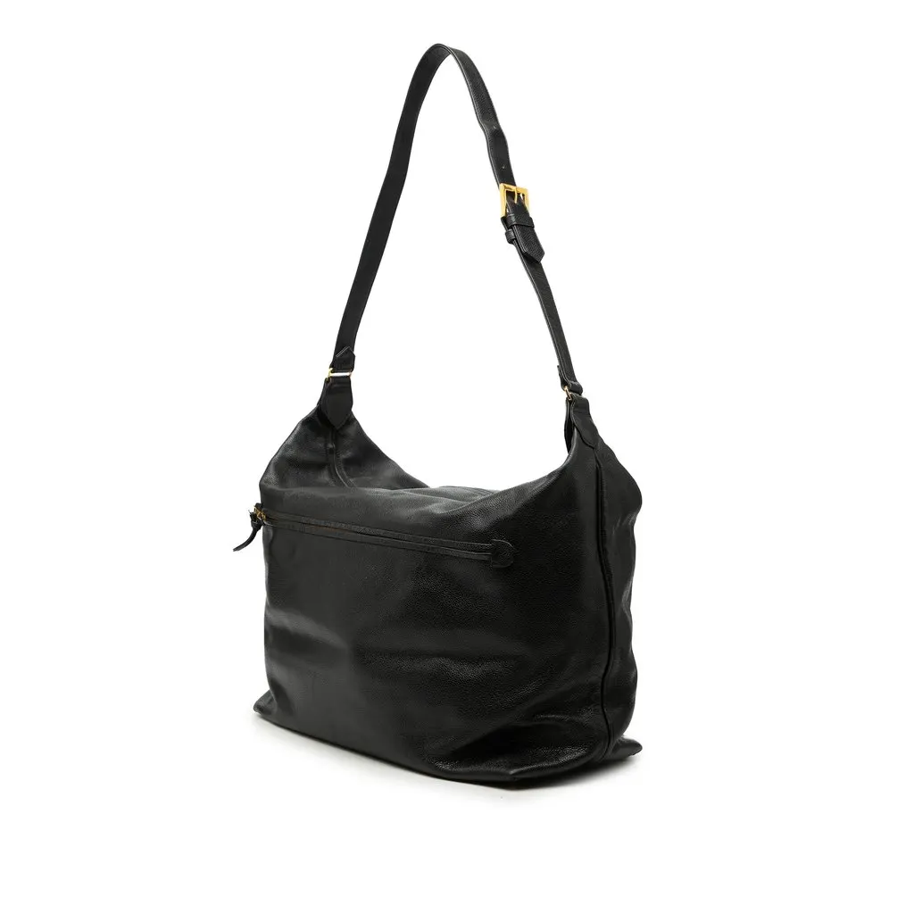 Chanel Large CC Caviar Hobo Black Leather Very good - Back View
