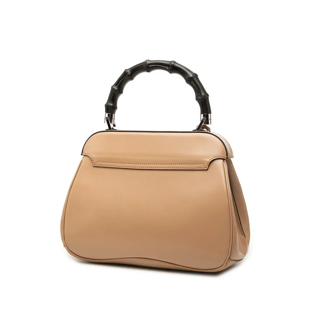 Gucci Medium Smooth Calfskin Bamboo Lady Lock Handbag Beige Leather Very good - Back View