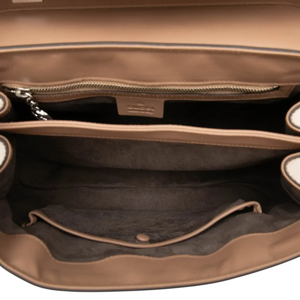Gucci Medium Smooth Calfskin Bamboo Lady Lock Handbag Beige Leather Very good - Model View