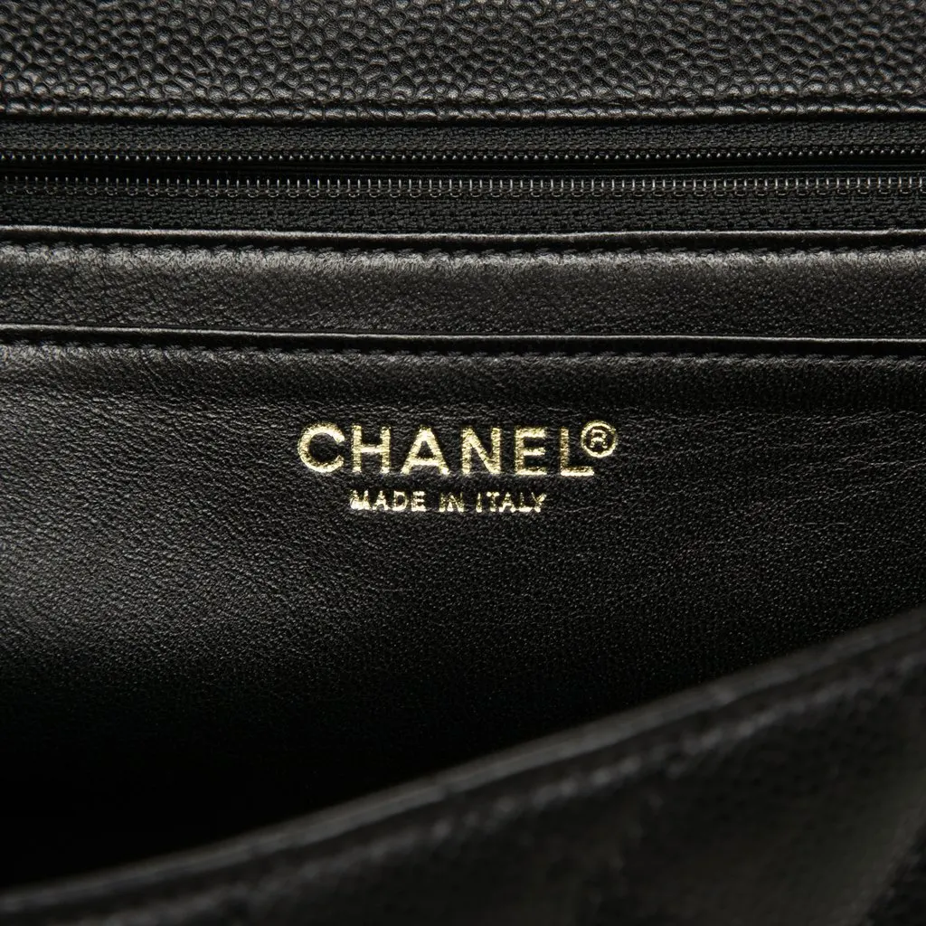 Chanel CC Quilted Caviar Kelly Top Handle Bag Black Leather Good - Box View