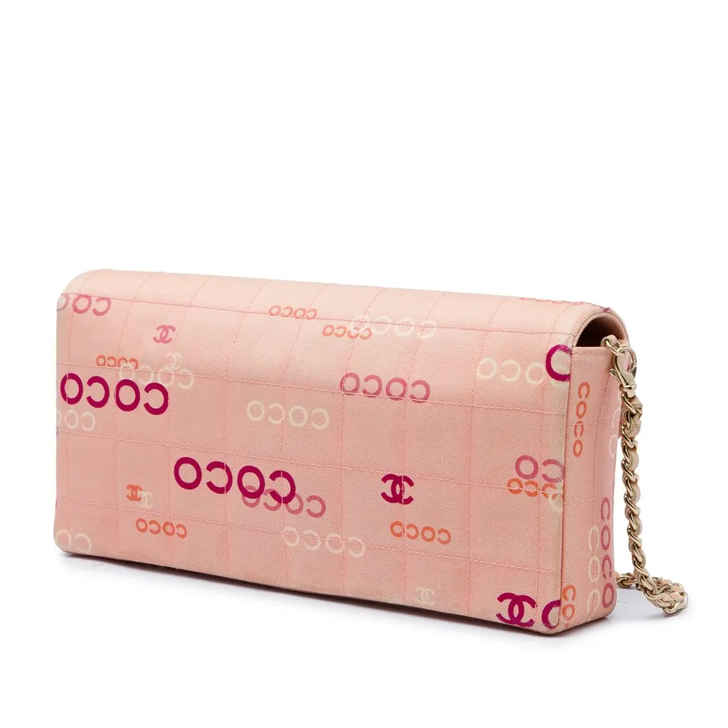 Chanel CC Chocolate Bar Canvas Logo East West Flap Pink Very good - Back View