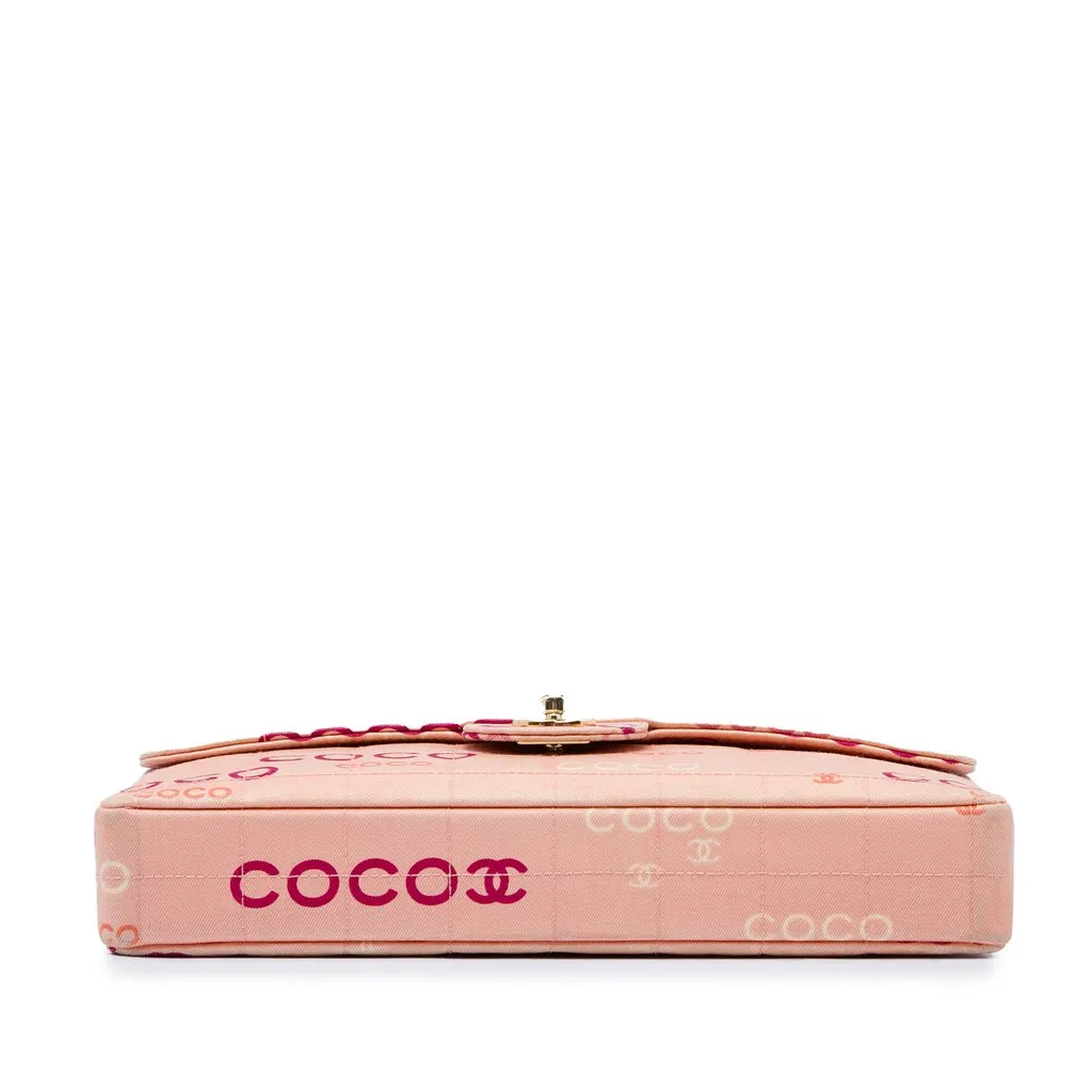 Chanel CC Chocolate Bar Canvas Logo East West Flap Pink Very good - Inside View