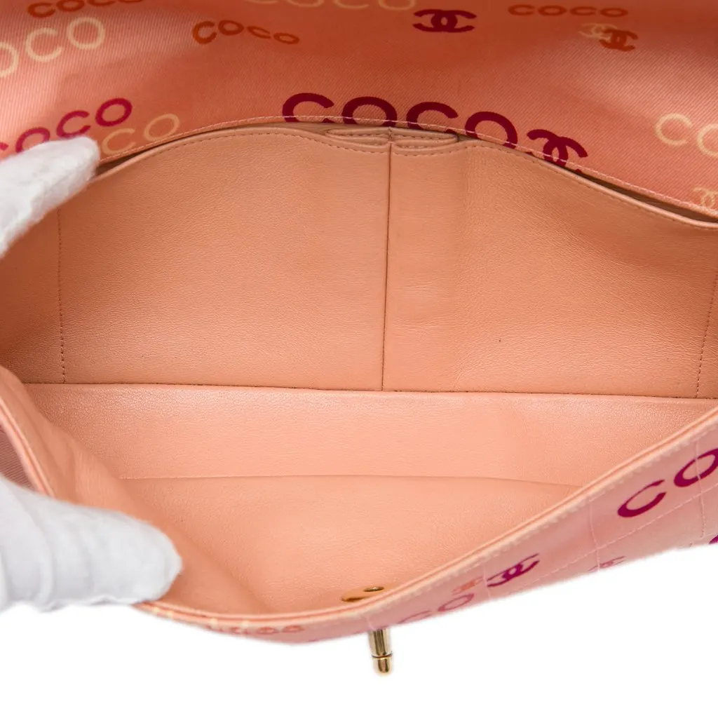 Chanel CC Chocolate Bar Canvas Logo East West Flap Pink Very good - Model View