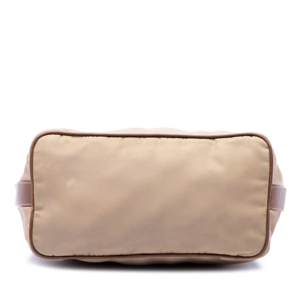 Prada Saffiano Trimmed Tessuto Shoulder Bag Brown Very good - Inside View