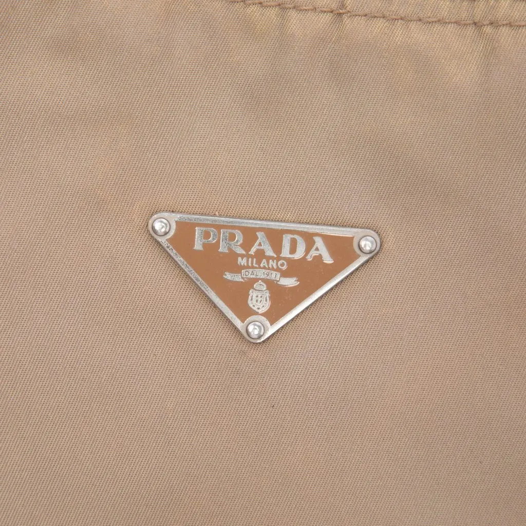 Prada Saffiano Trimmed Tessuto Shoulder Bag Brown Very good - Box View