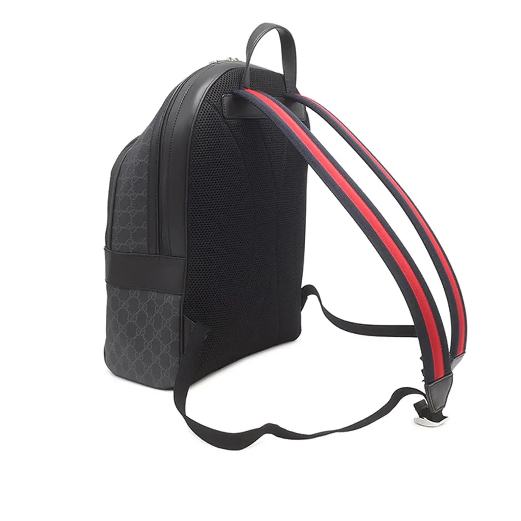 Gucci GG Supreme Web Backpack Black Canvas Very good - Back View