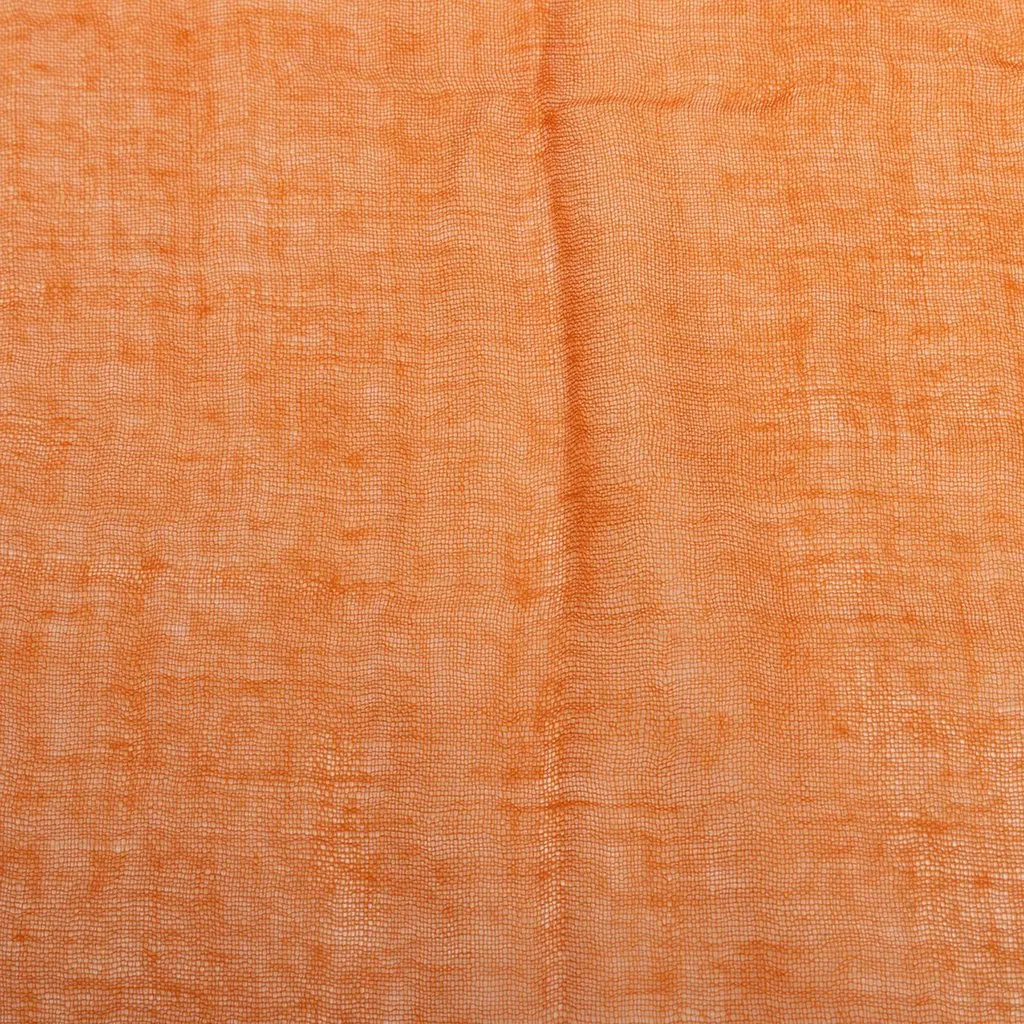Hermès Cashmere Fringed Scarf Orange Wool Good - Model View