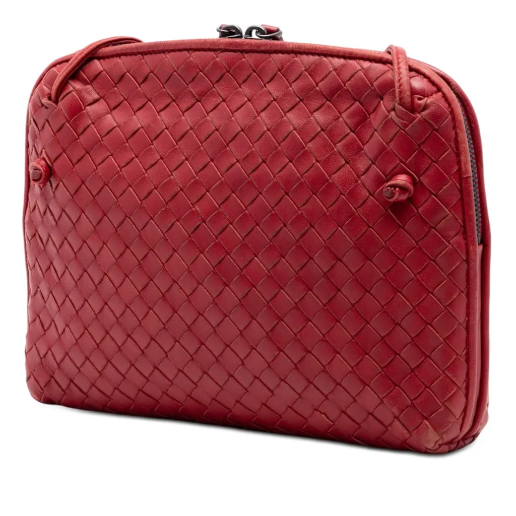 Bottega Veneta Nappa Intrecciato Nodini Crossbody Red Leather Very good - Back View