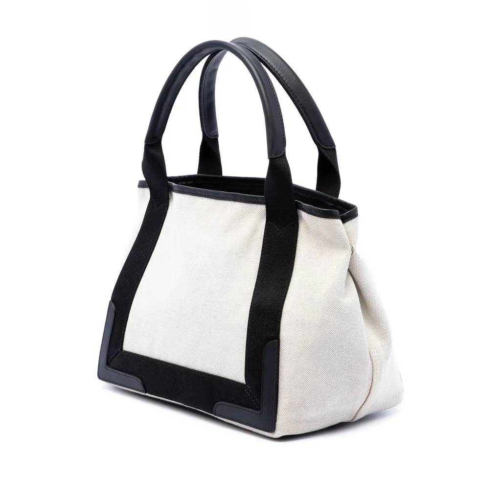 Balenciaga Canvas Navy Cabas Tote S White Canvas Very good - Back View