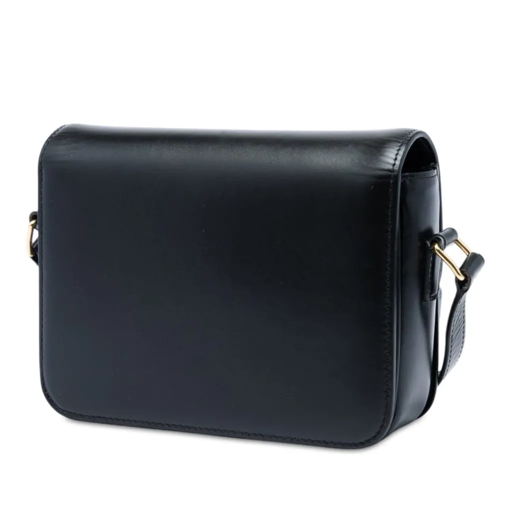 Celine Teen Shiny Calfskin Triomphe Crossbody Black Leather Good - Back View