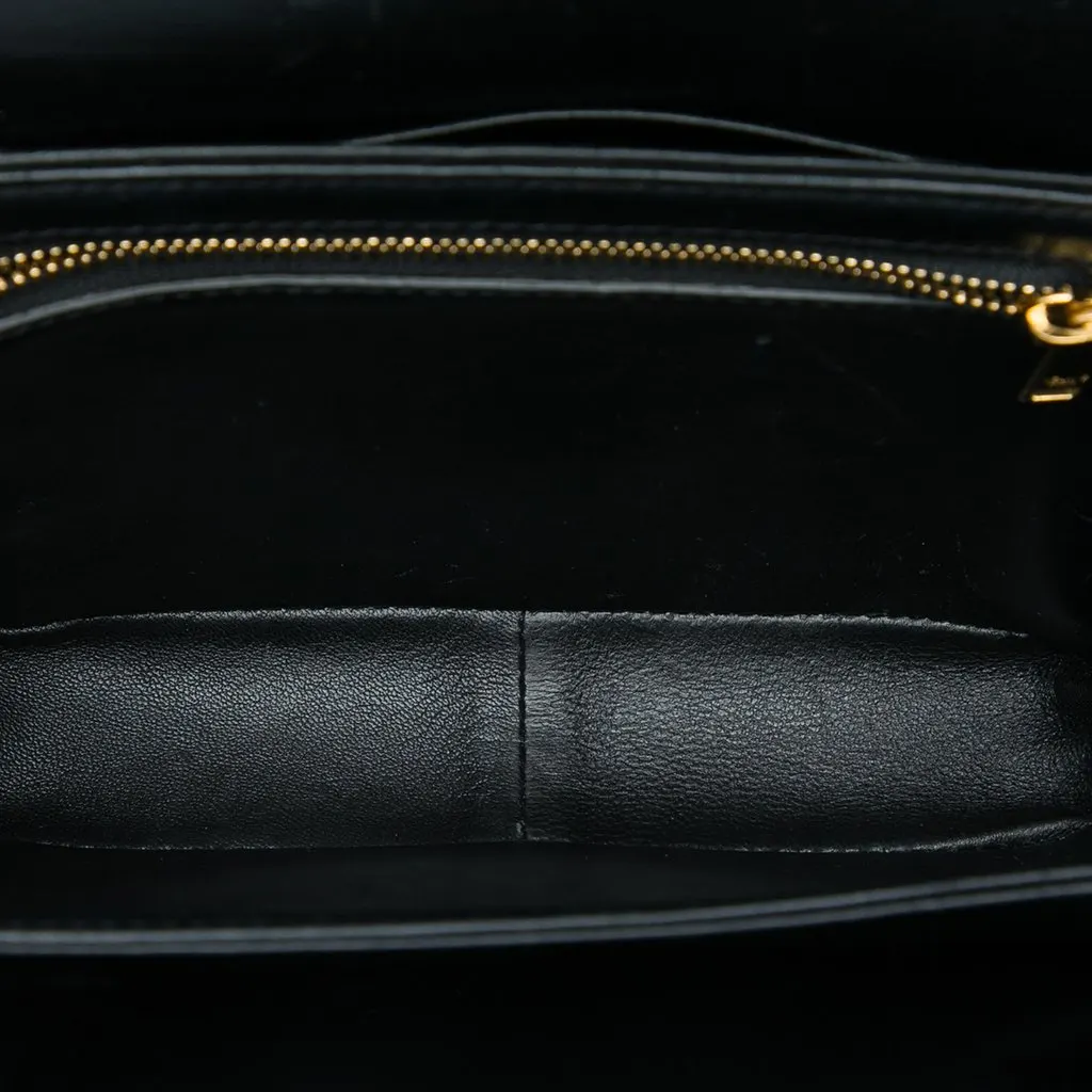 Celine Teen Shiny Calfskin Triomphe Crossbody Black Leather Good - Model View