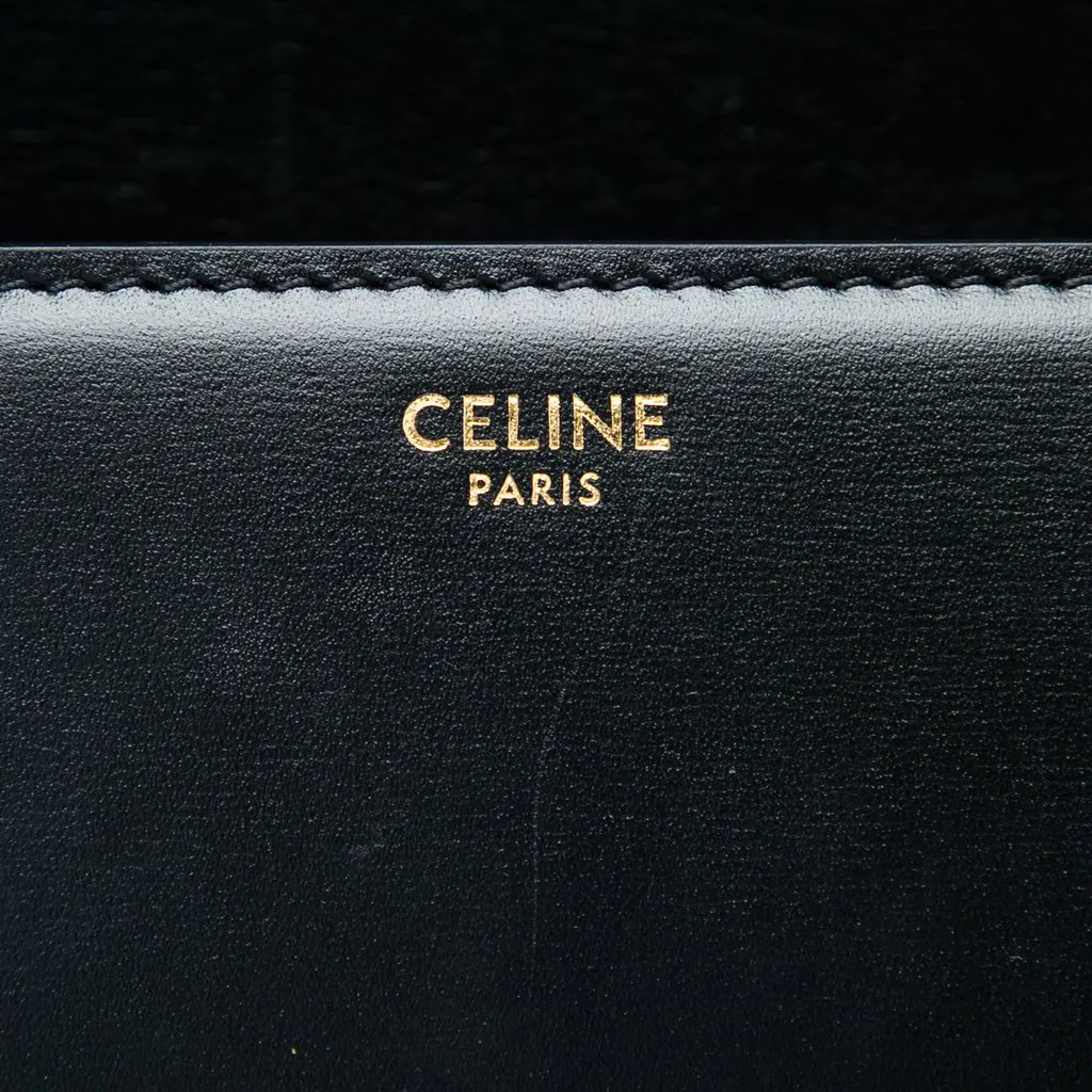 Celine Teen Shiny Calfskin Triomphe Crossbody Black Leather Good - Box View