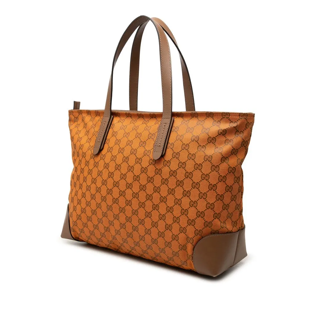 Gucci GG Canvas Web Tote Orange Canvas Good - Back View