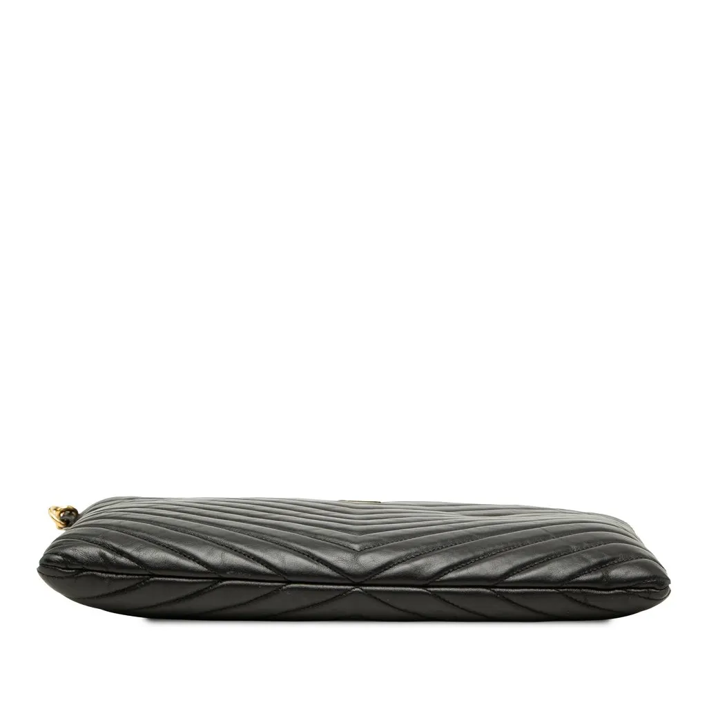Saint Laurent Chevron Calfskin Monogram Tablet Pouch Black Leather Very good - Inside View