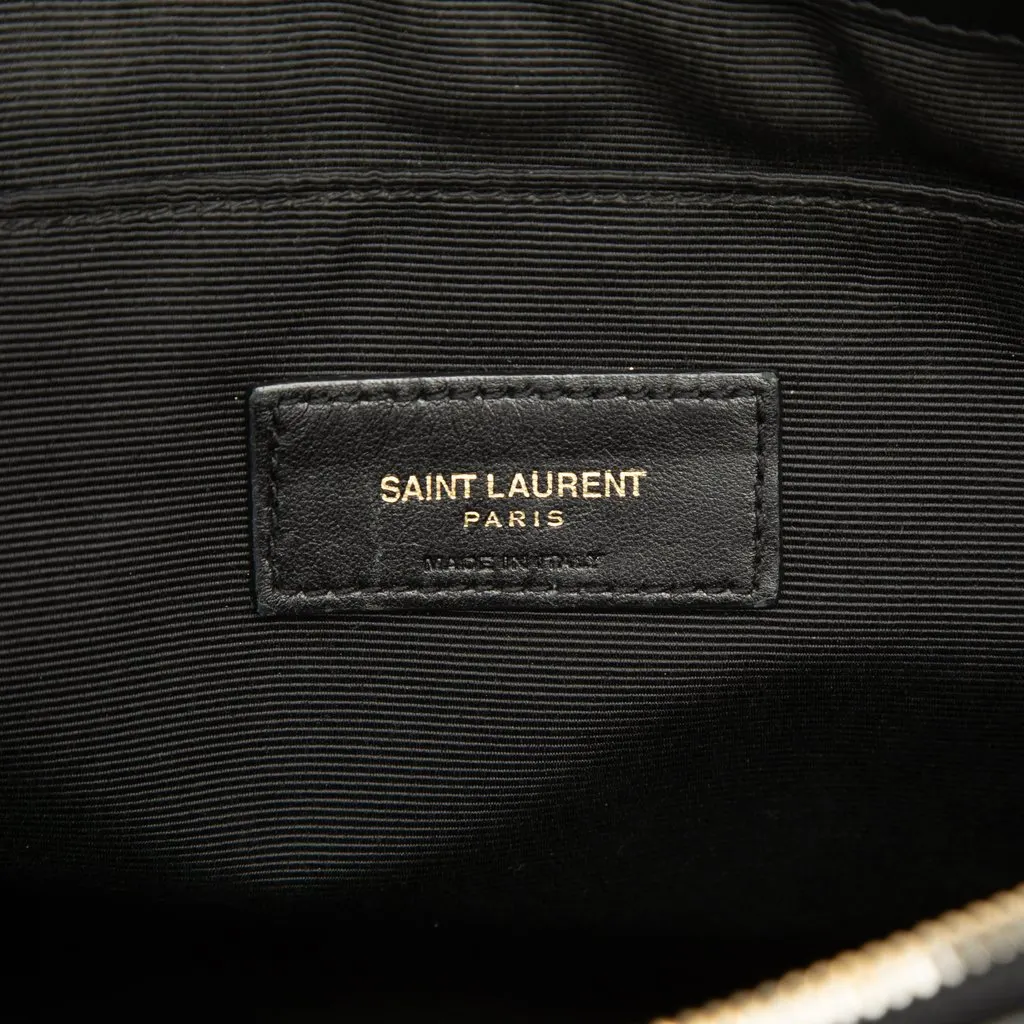 Saint Laurent Chevron Calfskin Monogram Tablet Pouch Black Leather Very good - Box View