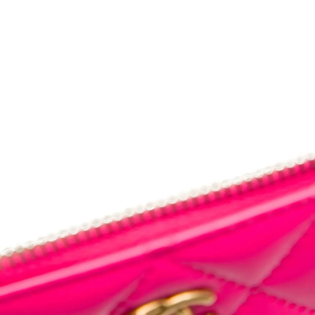 Chanel Small Quilted Patent Pearl Crush Vanity Case with Chain Pink Leather Very good - Box View