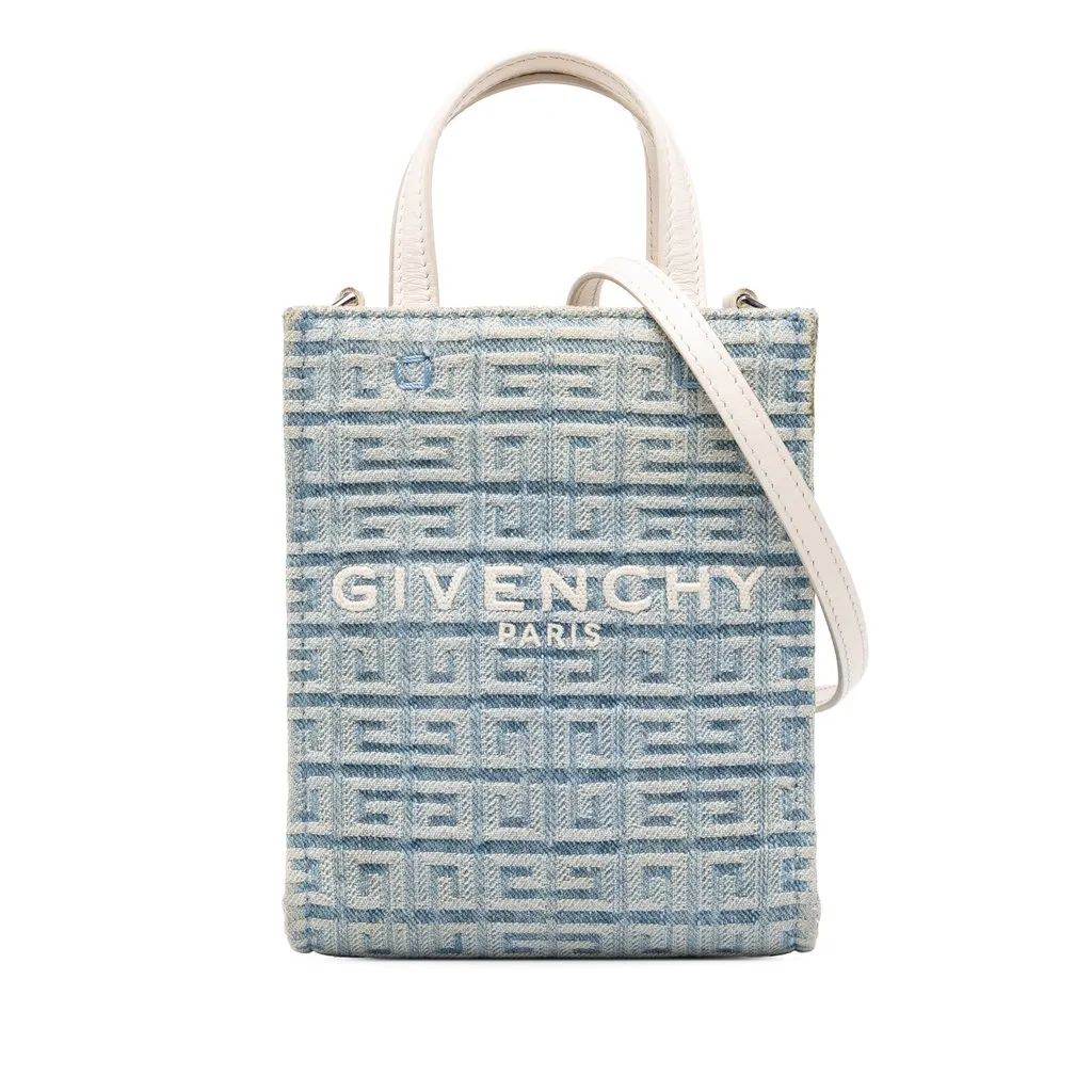 Givenchy Mini Denim Vertical G Tote Blue Denim Very good - Front View