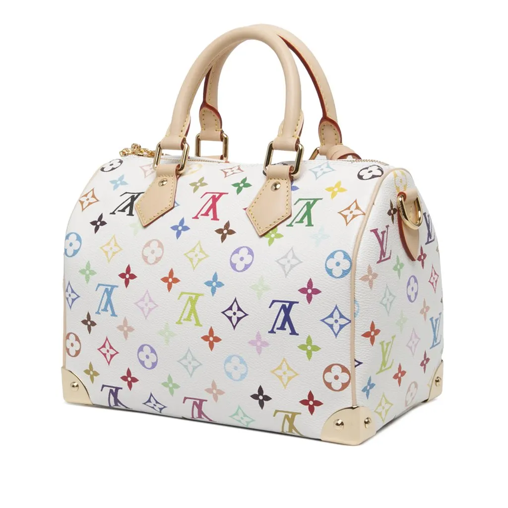 Louis Vuitton Takashi Murakami Monogram Multicolore Speedy Bandouliere 25 White Canvas Very good - Back View
