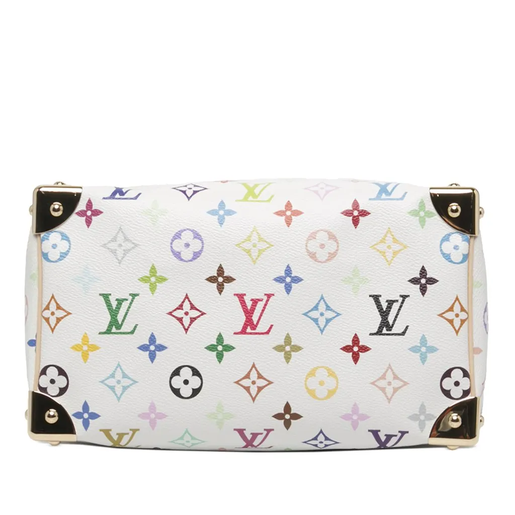 Louis Vuitton Takashi Murakami Monogram Multicolore Speedy Bandouliere 25 White Canvas Very good - Inside View