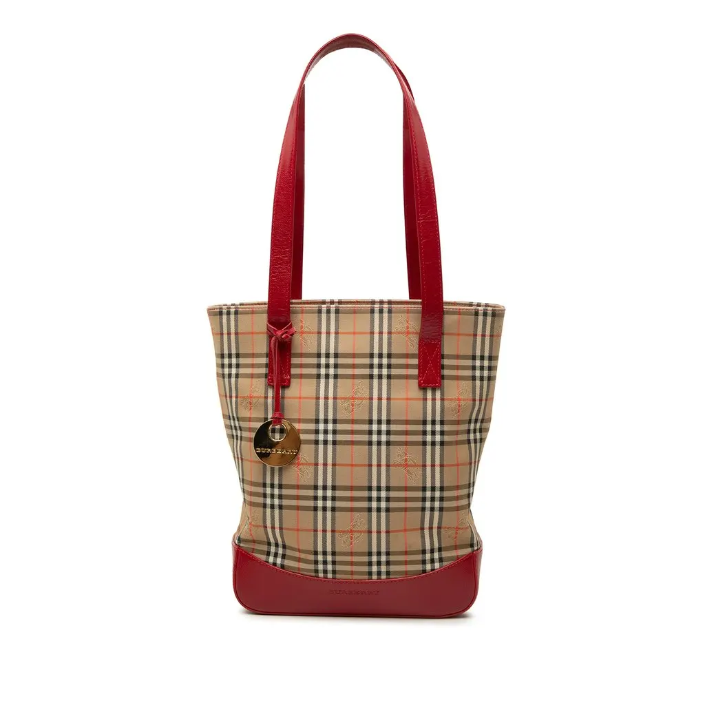 Burberry Haymarket Check Canvas Tote Beige Very good - Front View