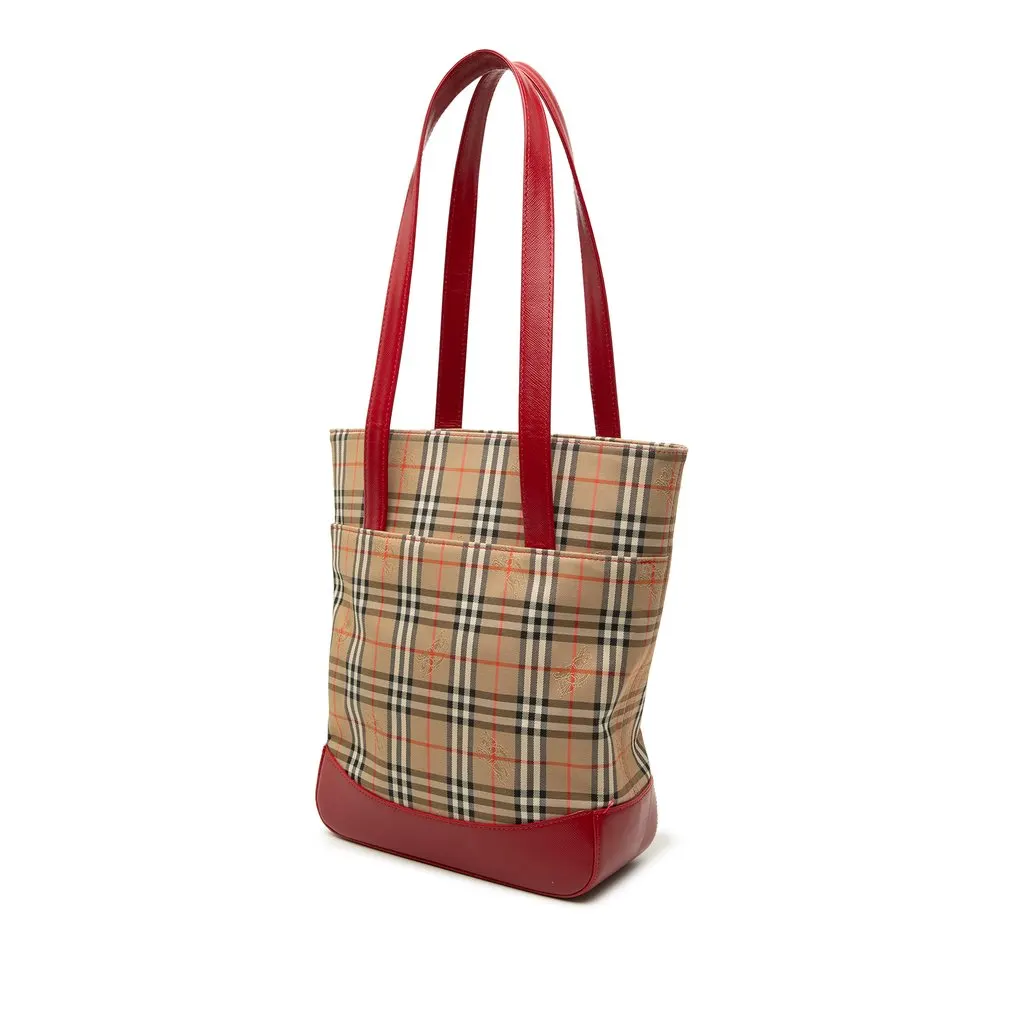 Burberry Haymarket Check Canvas Tote Beige Very good - Back View