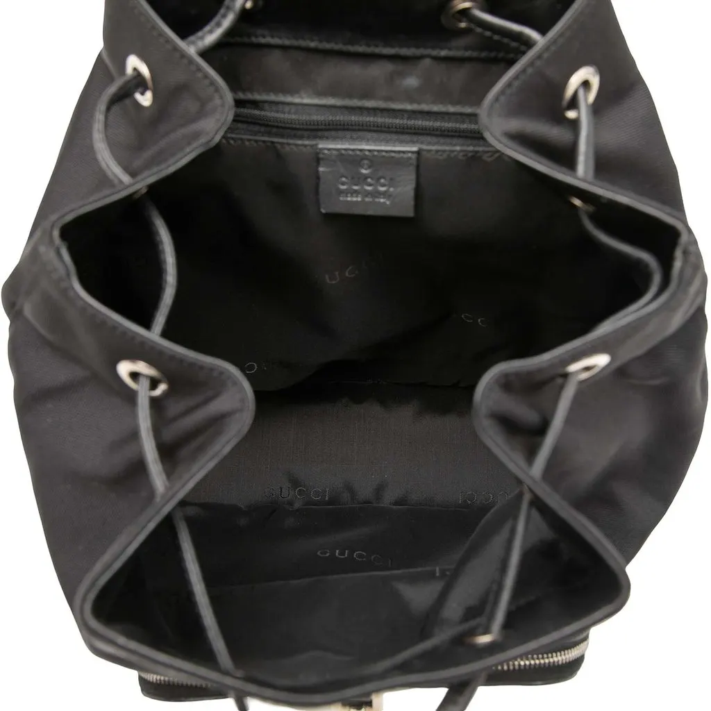 Gucci Canvas and Calfskin Jackie Drawstring Backpack Black Very good - Model View