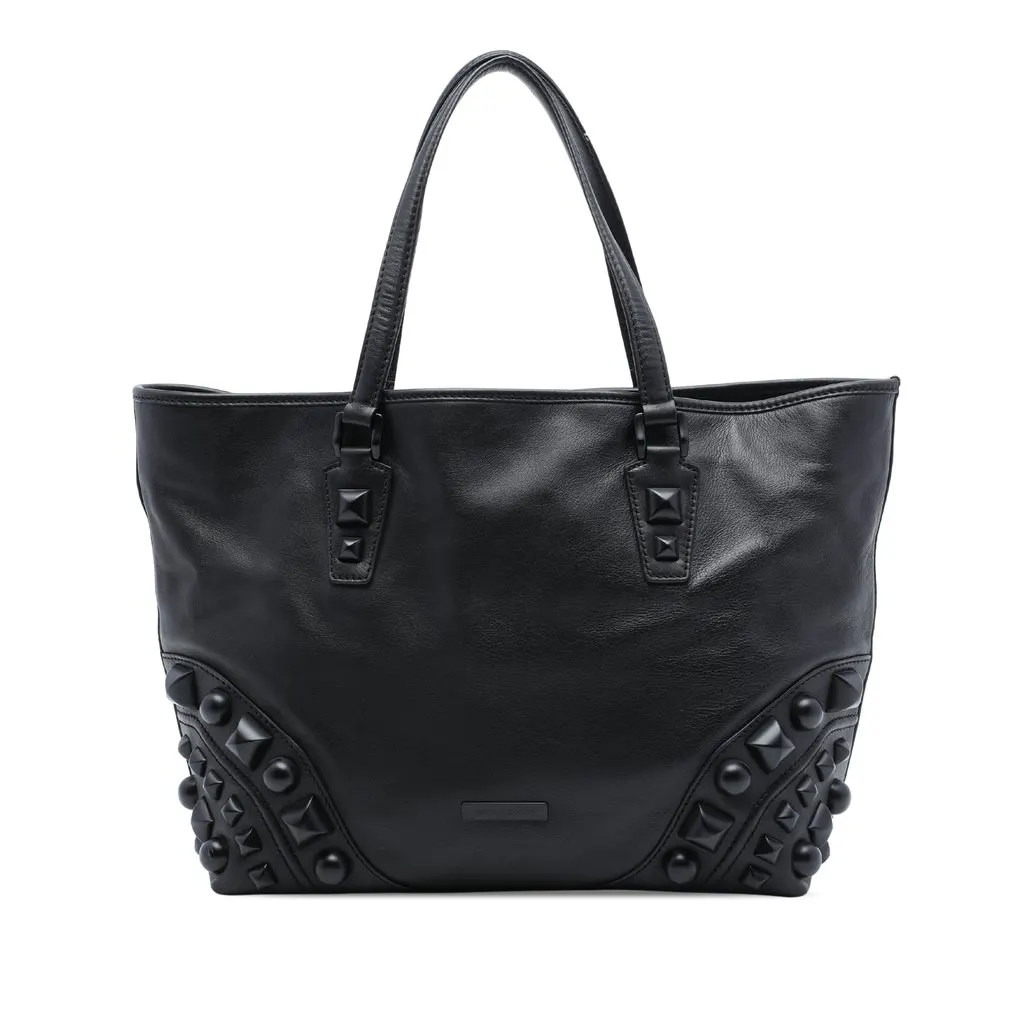 Burberry Large Studded Leather Nickie Tote Black Leather Very good - Front View