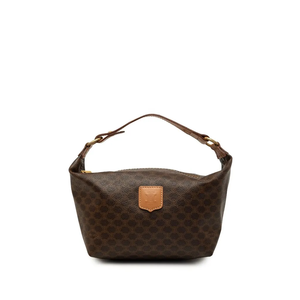 Celine Macadam Coated Canvas Handbag Brown Very good - Front View