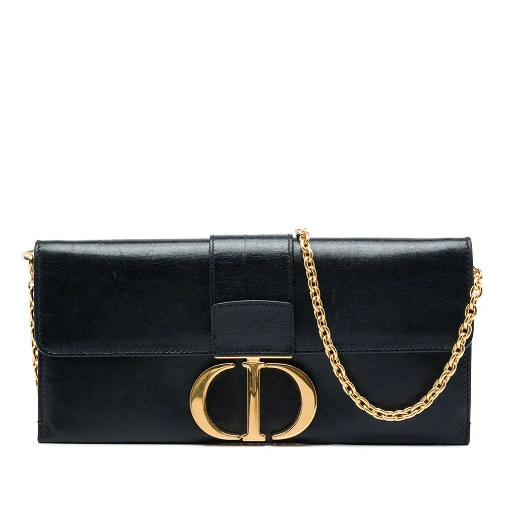 Dior Leather Montaigne 30 Clutch with Chain Black Leather Very good - Front View
