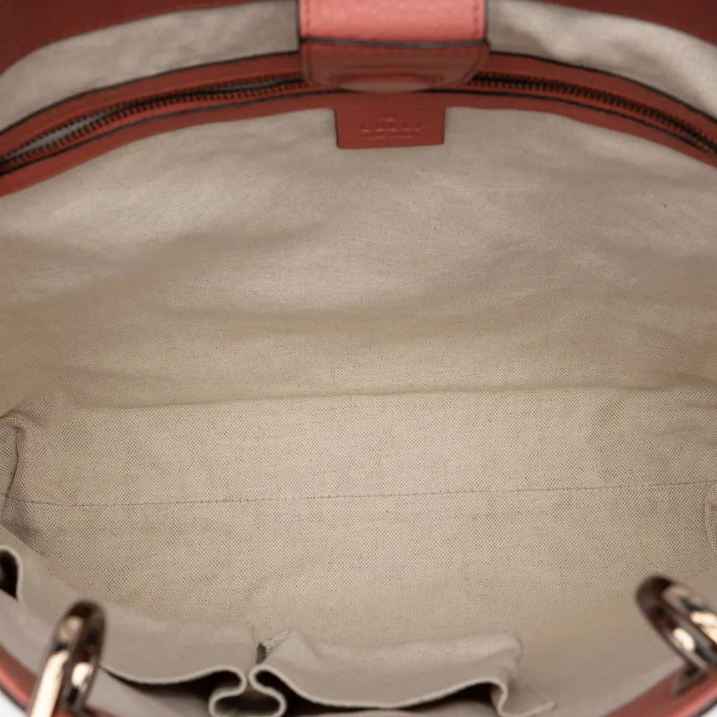 Gucci Tall Calfskin Bamboo Shopper Tote Pink Leather Very good - Model View