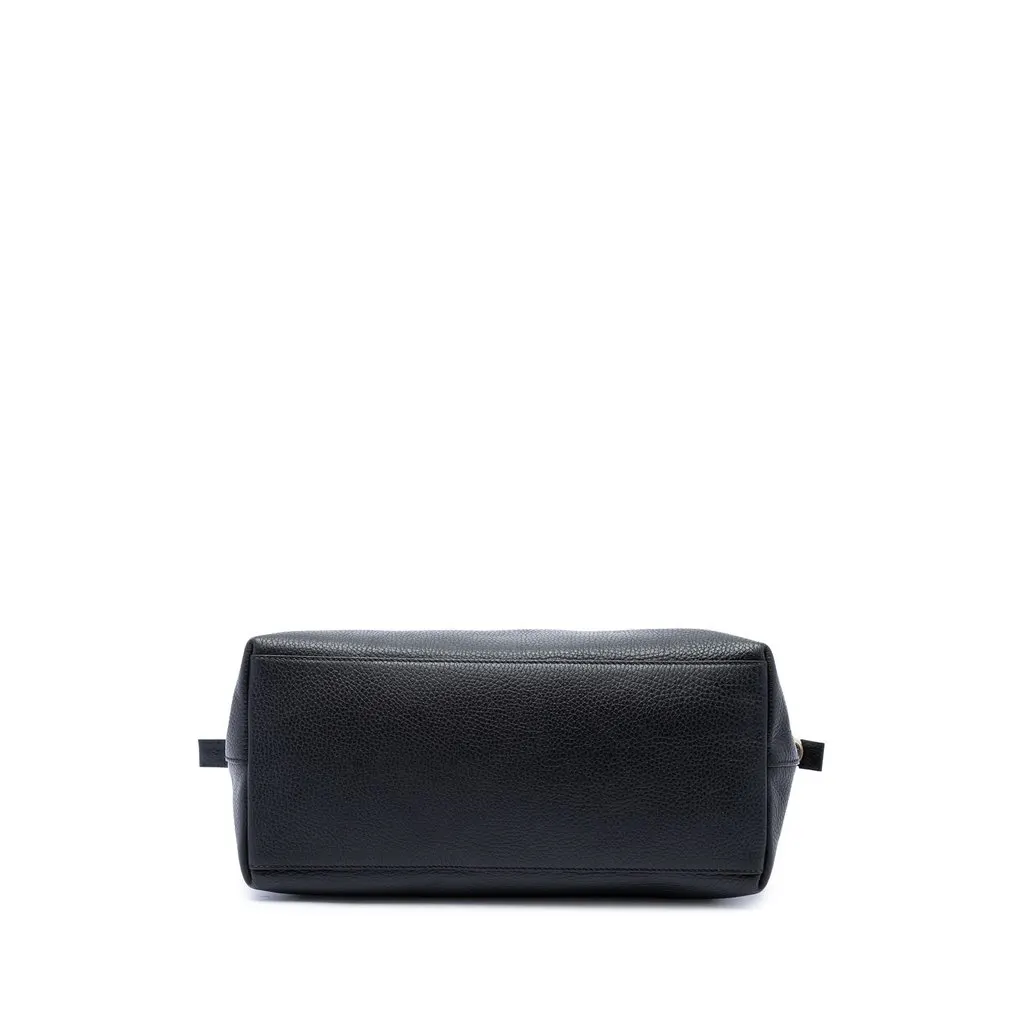 Gucci Medium Calfskin GG Charm Dome Satchel Black Leather Good - Inside View