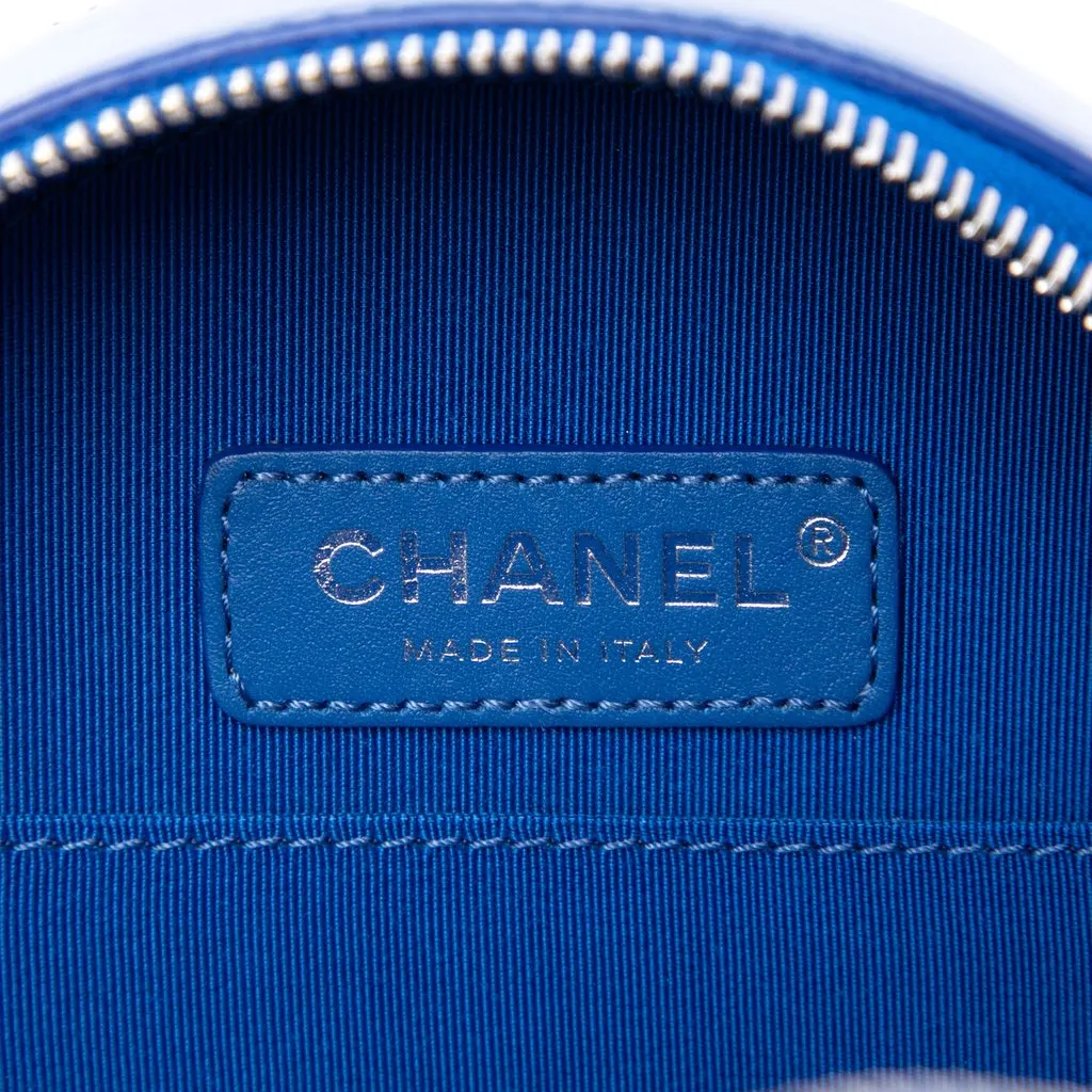 Chanel CC Patent Round As Earth Bag Blue Leather Very good - Box View