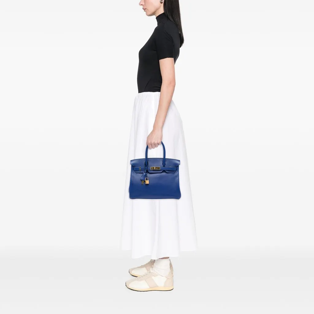 Hermès Togo Birkin Retourne 30 Blue Leather Very good - Box View