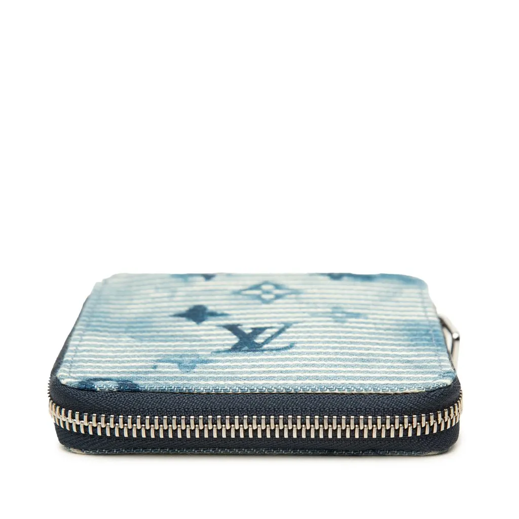 Louis Vuitton Monogram Denim Watercolor Hickory Stripes Compact Wallet on Strap Blue Denim Very good - Inside View
