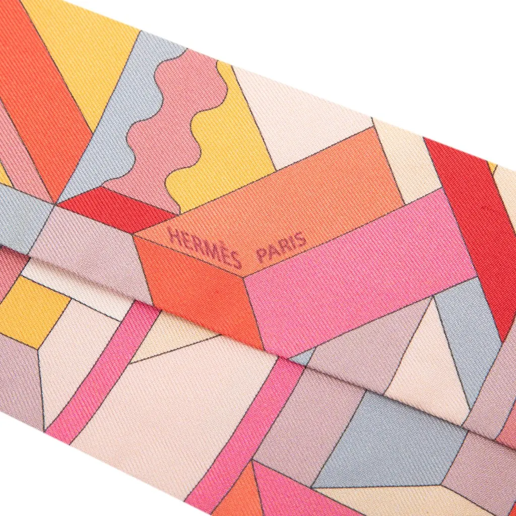 Hermès Perspective Cavaliere Silk Twilly Scarf Pink Very good - Inside View