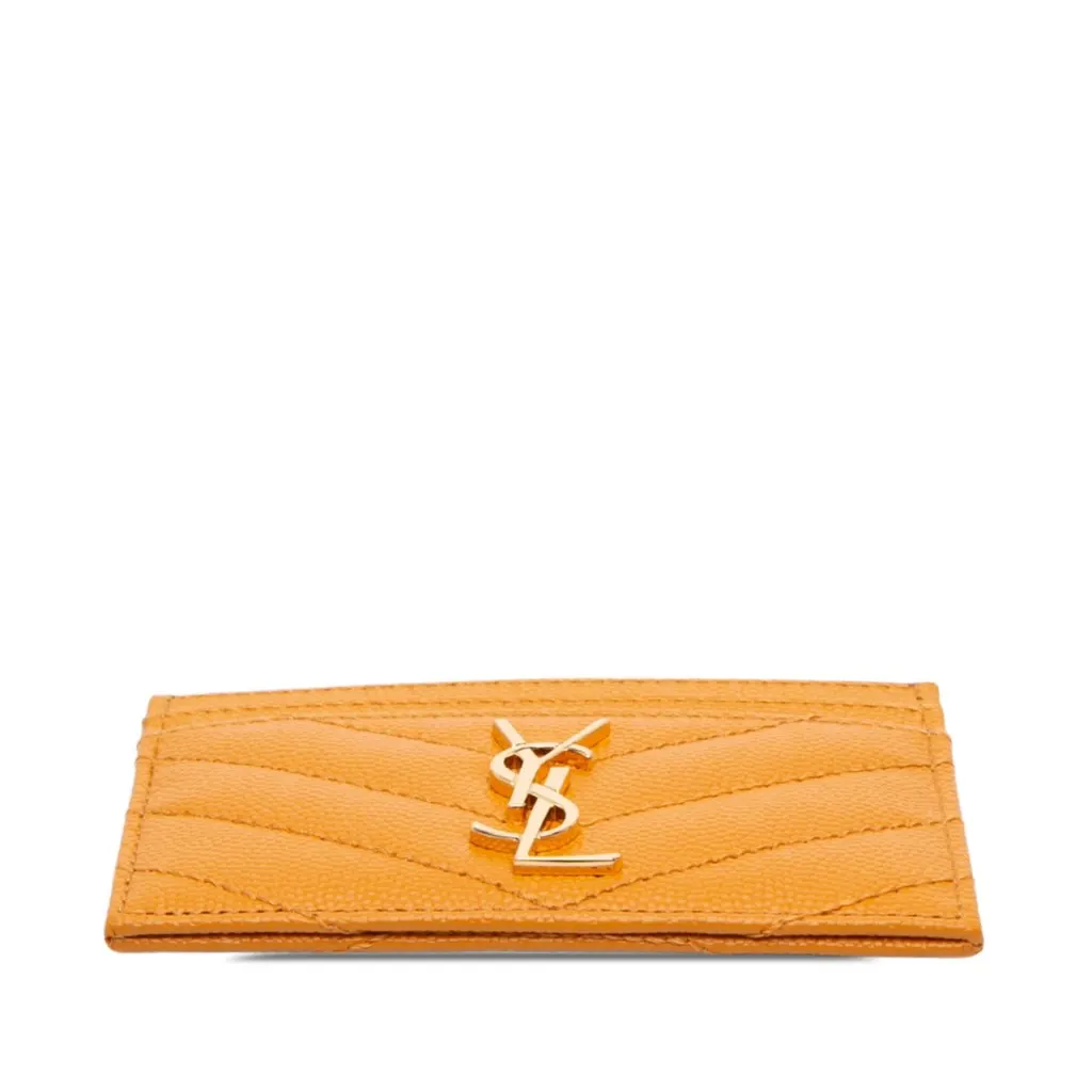 Saint Laurent Chevron Grain de Poudre Cassandre Card Holder Yellow Leather Very good - Inside View