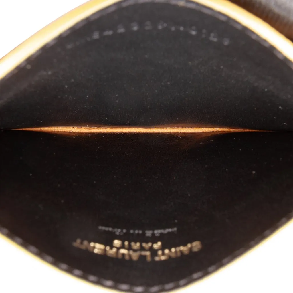 Saint Laurent Chevron Grain de Poudre Cassandre Card Holder Yellow Leather Very good - Model View