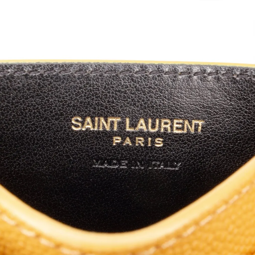Saint Laurent Chevron Grain de Poudre Cassandre Card Holder Yellow Leather Very good - Box View
