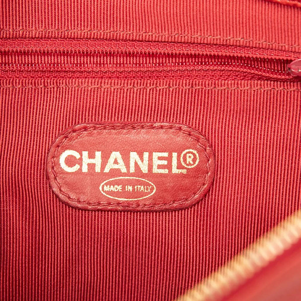 Chanel Caviar Logo Chain Shoulder Bag Red Leather Very good - Box View