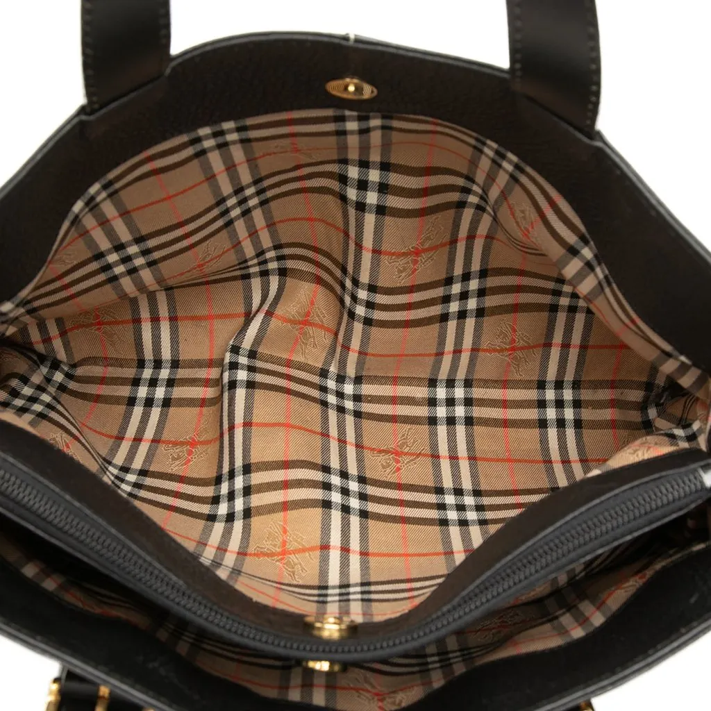 Burberry Leather Tote Black Leather Very good - Model View