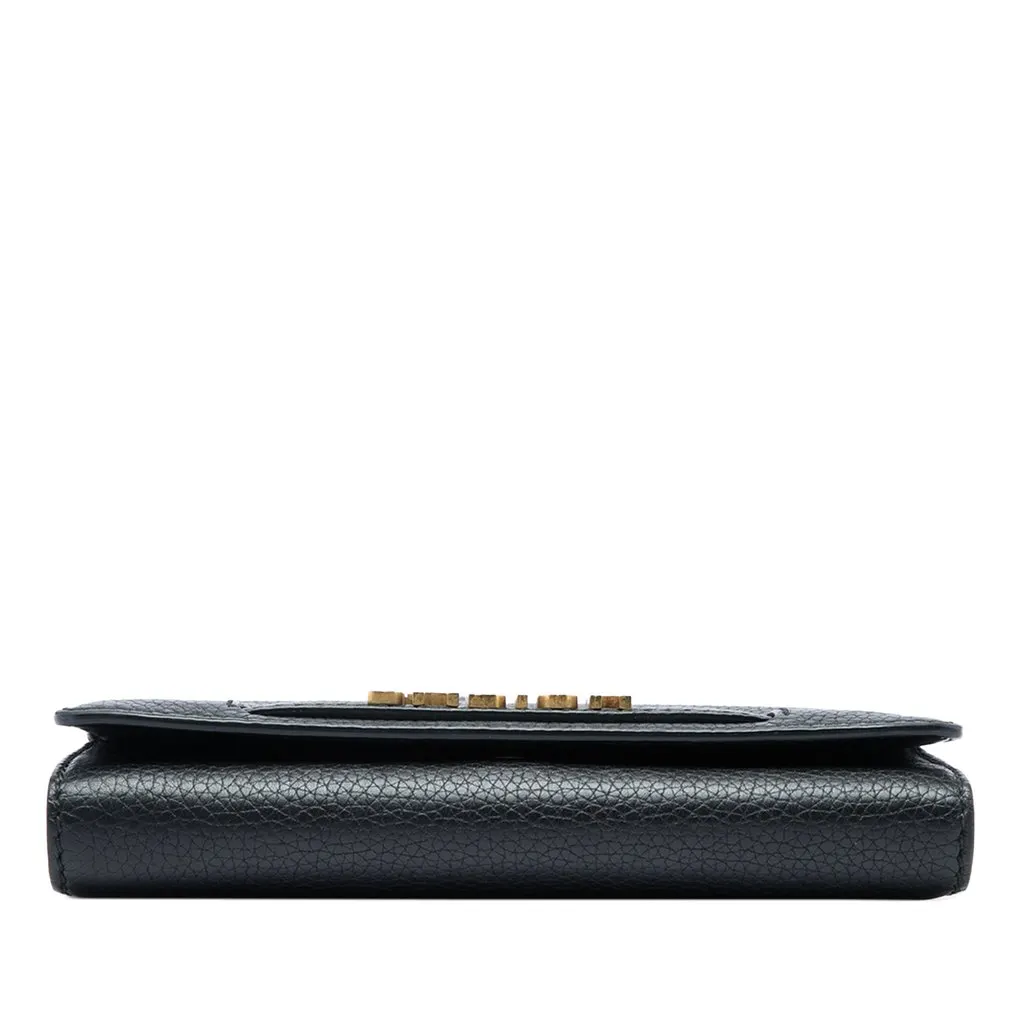 Dior Calfskin JAdior Wallet On Chain Black Leather Good - Inside View