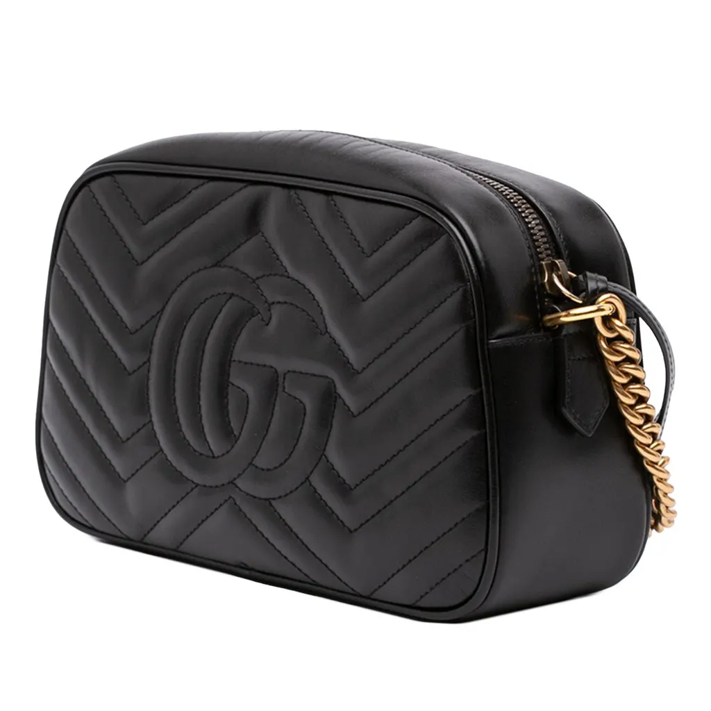 Gucci Small GG Marmont Matelasse Calfskin Crossbody Black Leather Very good - Back View