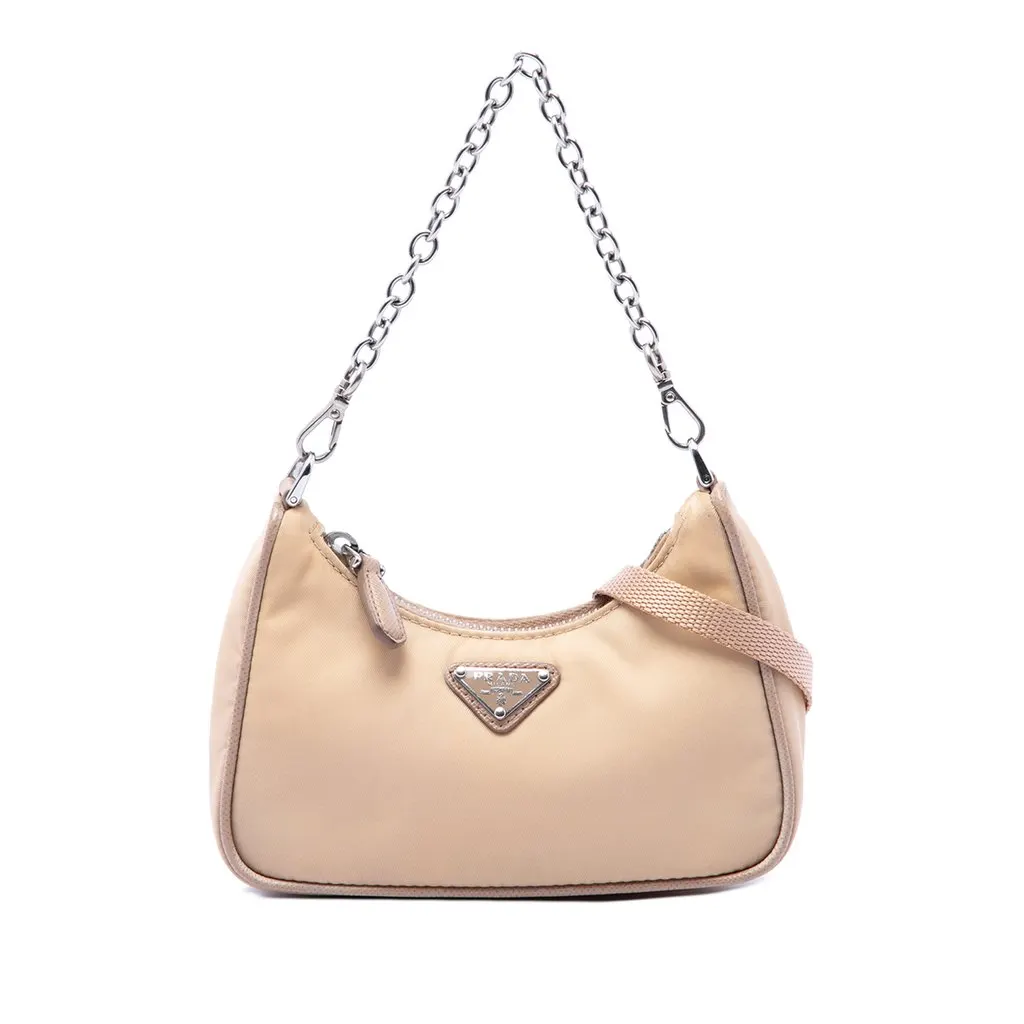 Prada Mini Tessuto Re Edition 2005 Satchel Beige Very good - Front View